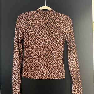 Leopard Print Long Sleeve Women's Top - Brown